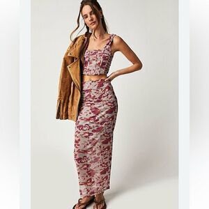NWOT Free People Floral Mesh Skirt size large